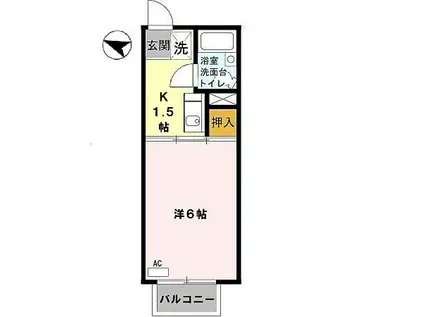 COMFORT 恵(1K/2階)の間取り写真