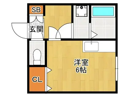 フォンティーヌ香里園(ワンルーム/1階)の間取り写真