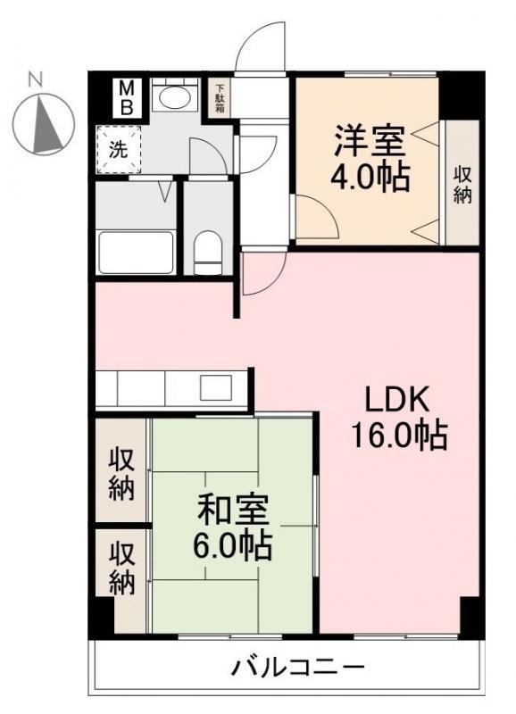 ハイクレスト高松(2LDK/12階)の間取り写真