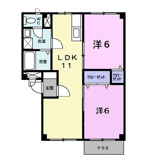 パロス壱番館(2LDK/1階)の間取り写真