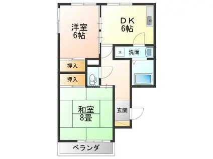 ジュエルARAKI(2DK/2階)の間取り写真