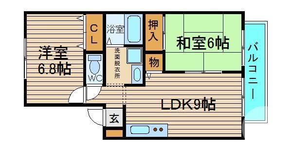 トリヴァンベール松川(2LDK/2階)の間取り写真
