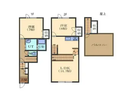 REKASARIKAレカサリカ(2LDK/1階)の間取り写真