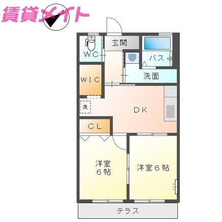 ノーブルタウン(2DK/1階)の間取り写真