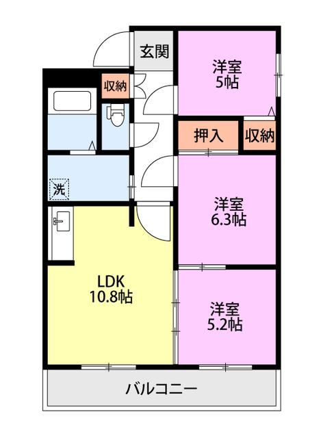 ファミーユ(3LDK/2階)の間取り写真