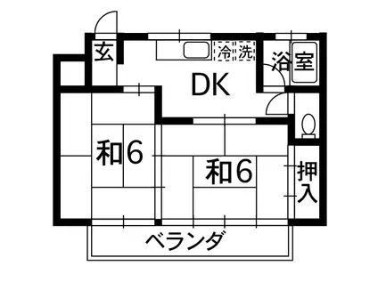 竹原ハイツ(2DK/2階)の間取り写真
