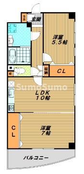 リリーフ片山(2LDK/3階)の間取り写真