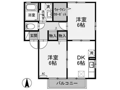 ヴィラ南雲B(2DK/1階)の間取り写真