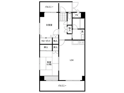 ラフィーネ大道(2LDK/2階)の間取り写真