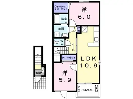 アルカンシエル古里C(2LDK/2階)の間取り写真