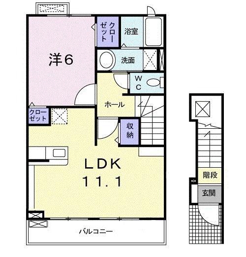 キャッスルバレー行田V(1LDK/2階)の間取り写真