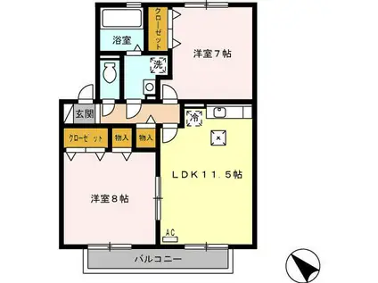 ヴィル・スクエアー(2LDK/1階)の間取り写真