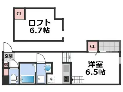 AVENIR野江内代(1K/1階)の間取り写真