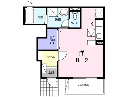 ハイツ ヴィオラ(1K/1階)の間取り写真
