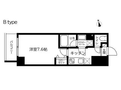 スカイコート蔵前II(1K/14階)の間取り写真