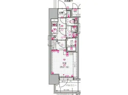 エスリード大阪プライムゲート(1K/5階)の間取り写真