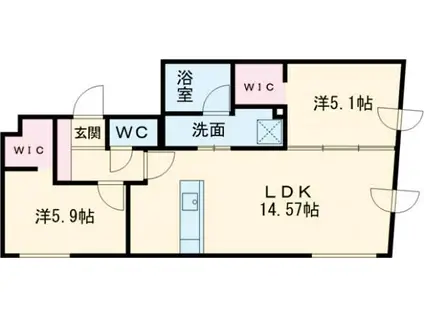 ピオネロ恵庭I(2LDK/4階)の間取り写真