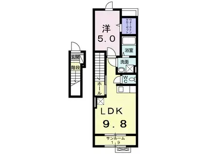 ラフレシール(1LDK/2階)の間取り写真