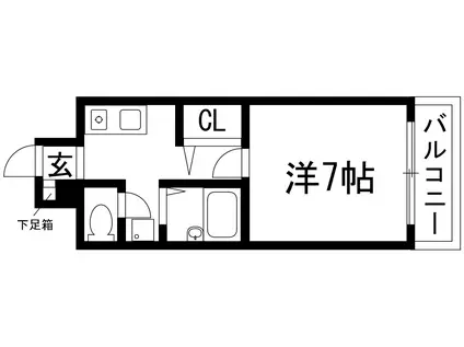 アッシュ宝塚(1K/1階)の間取り写真