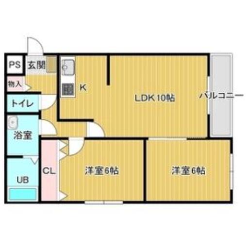 ミユ港町三丁目(2LDK/3階)の間取り写真