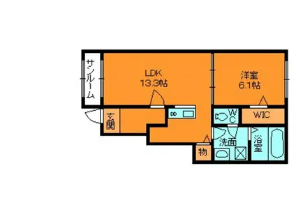 ピーチブロッサム(1LDK/1階)の間取り写真