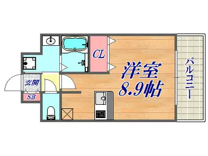 ファーストフィオーレ三宮イースト2(1K/3階)の間取り写真