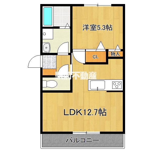ロイヤルタウン八戸(1LDK/3階)の間取り写真