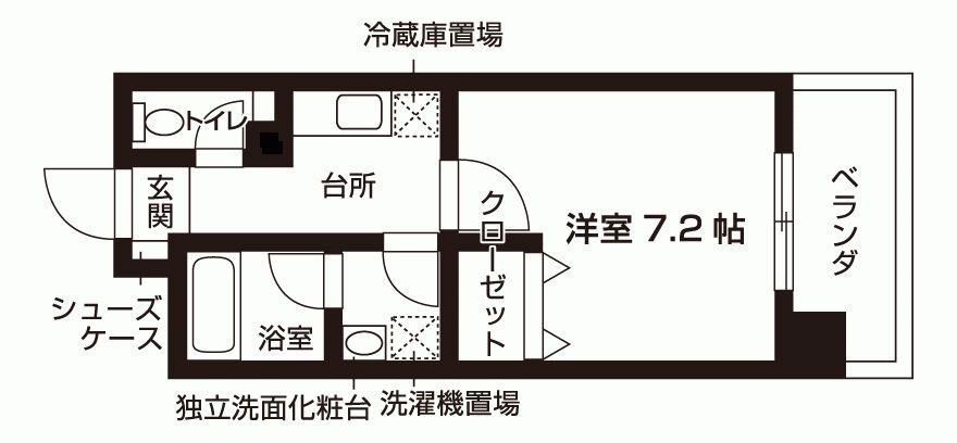エスコーポラス(1K/4階)の間取り写真
