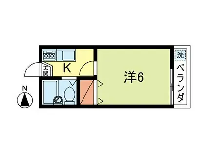 ペルローズ(1K/2階)の間取り写真