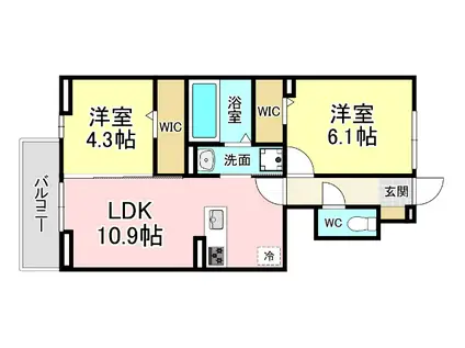 ファミールヴィラ A棟(2LDK/1階)の間取り写真