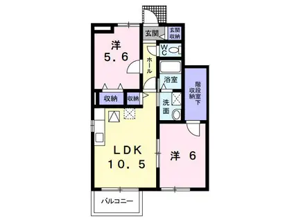 ボンジュールI(2LDK/1階)の間取り写真