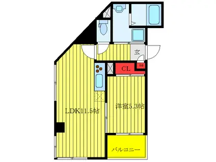 ディアネスト(1LDK/2階)の間取り写真