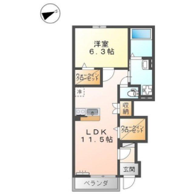 フレアマンションIII(1LDK/1階)の間取り写真