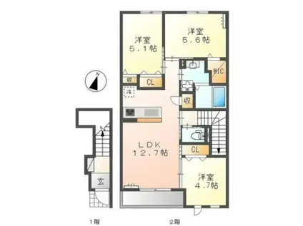 アバンティ ローズ(3LDK/2階)の間取り写真