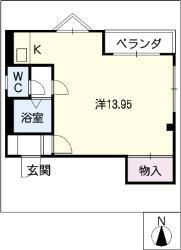 H・C・BLD(ワンルーム/4階)の間取り写真