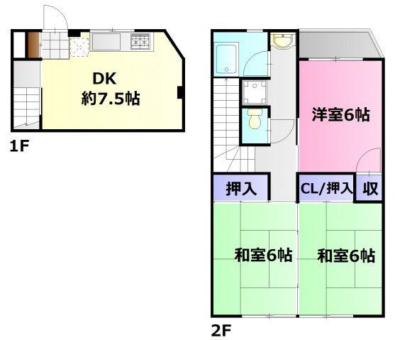 横張ビル(3DK/1階)の間取り写真