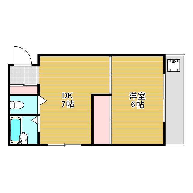 VIP岡町(1DK/2階)の間取り写真