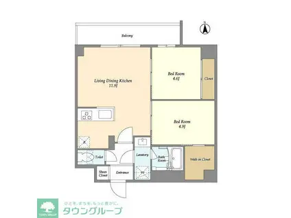 グランカーサ尾久(2LDK/1階)の間取り写真