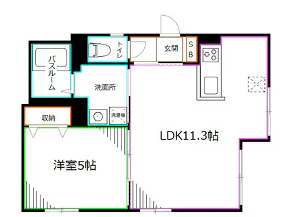 阿佐谷北レジデンス(1LDK/2階)の間取り写真