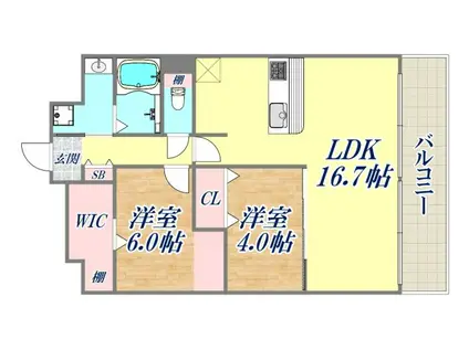 エクセルハイム東灘(2LDK/3階)の間取り写真