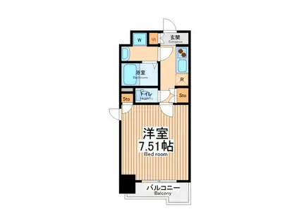 エムイーさつき橋(1K/6階)の間取り写真