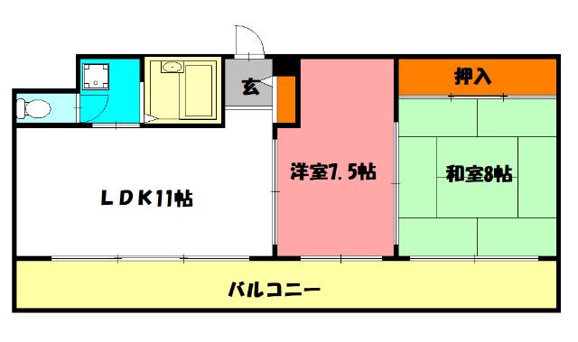 シャトー第一土山(3LDK/5階)の間取り写真