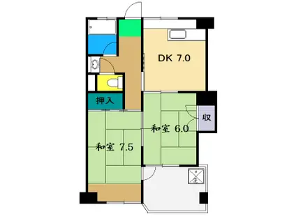 コーポ朝日VIII(2DK/5階)の間取り写真