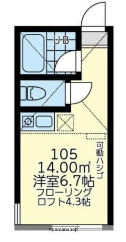 ユナイト八景アルザス・ロレーヌ(ワンルーム/1階)の間取り写真