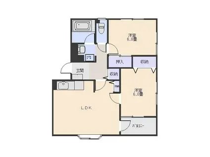 レクセルオナイB(2LDK/1階)の間取り写真