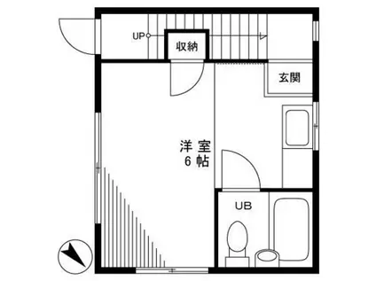 ヤマモハウス(ワンルーム/2階)の間取り写真