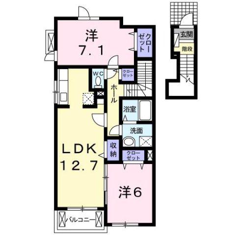 ヴィオーラ(2LDK/2階)の間取り写真
