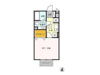 クレスト緑町(1K/1階)の間取り写真