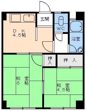 平岡ビル(2DK/3階)の間取り写真
