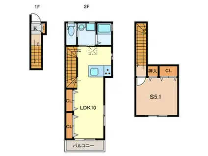 CASA・COMODO(1SLDK/2階)の間取り写真